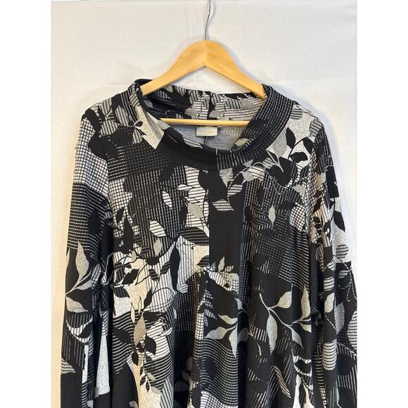 Women’s Zim & Zoe Size 18 Grey & Black Floral Long Sleeve Shirt. - Picture 1 of 4